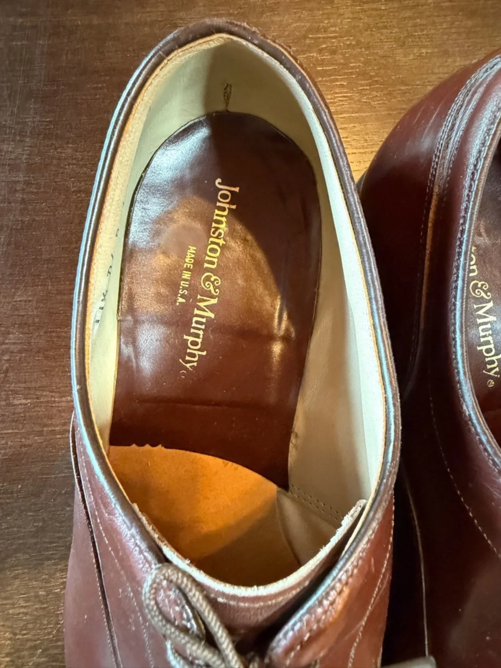 Vintage Johnston & Murphy Oxblood Plain Toe Derby Shoes 11.5 D Old Money